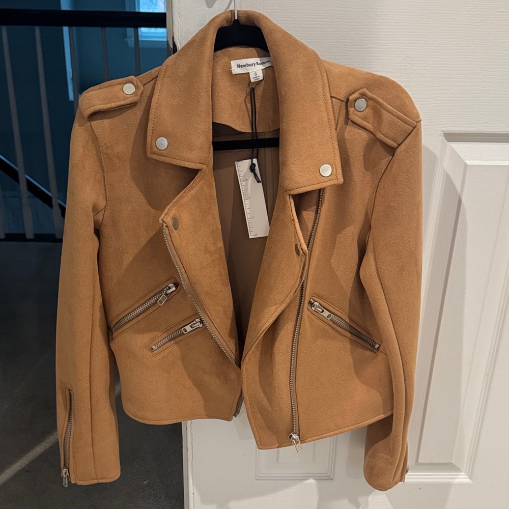 Newbury Kustom Tan Leather Moto Jacket